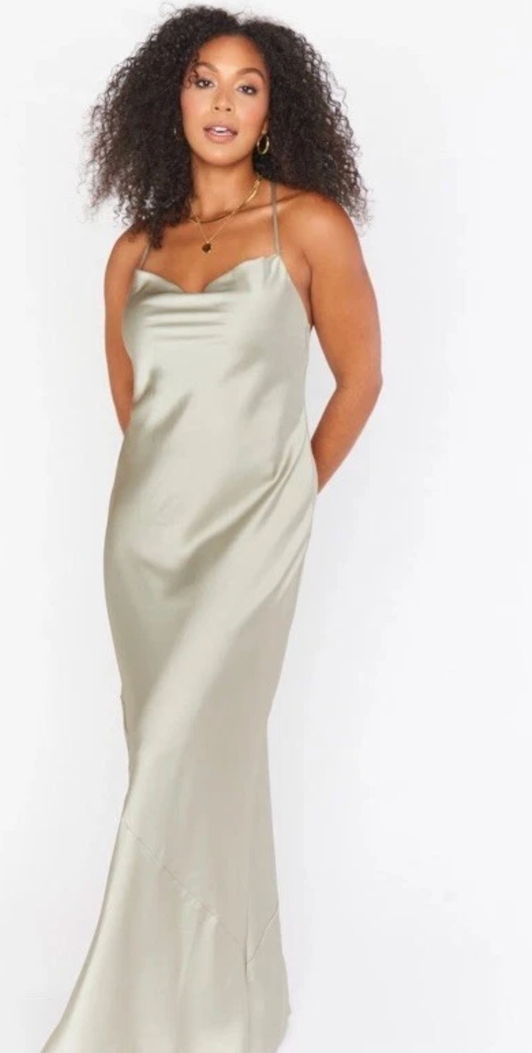 Show Me Your Mumu Tuscany Maxi Slip Dress In Moss Green Size S